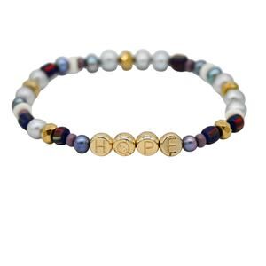 Akola Gold Plated Hope Multicolor Bead Stretch Bracelet
